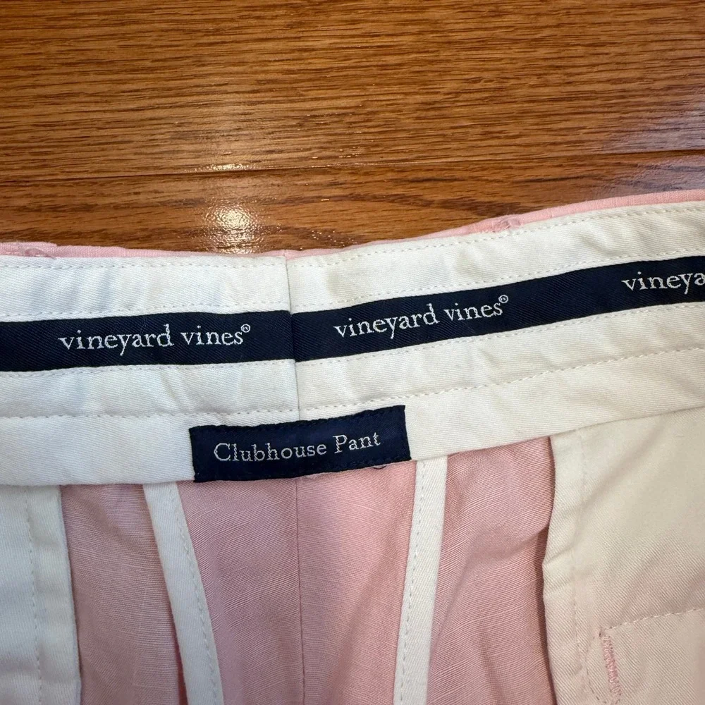 Vineyard Vines Clubhouse Linen Silk Pants Mens 38x32 Pink Summer Golf Preppy
